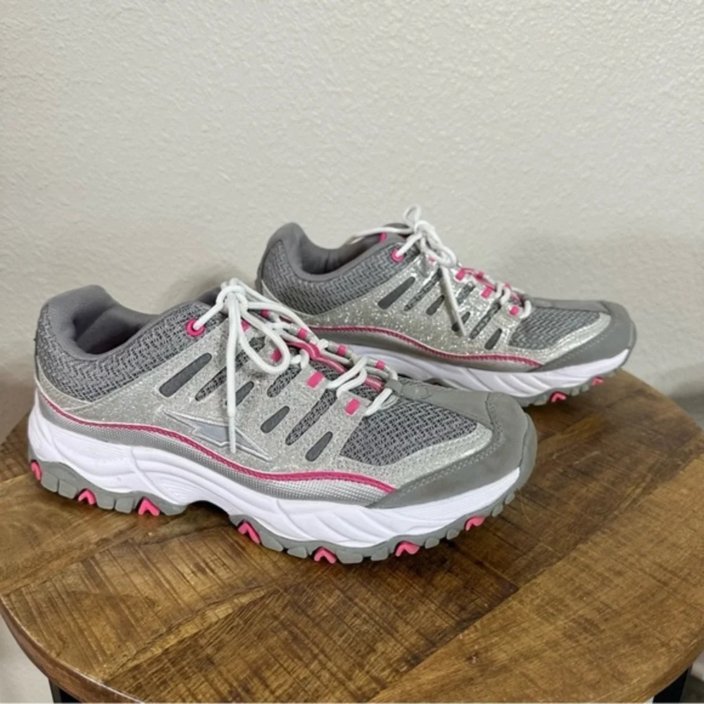 Avia running shoes gray pink sparkle size 9.5